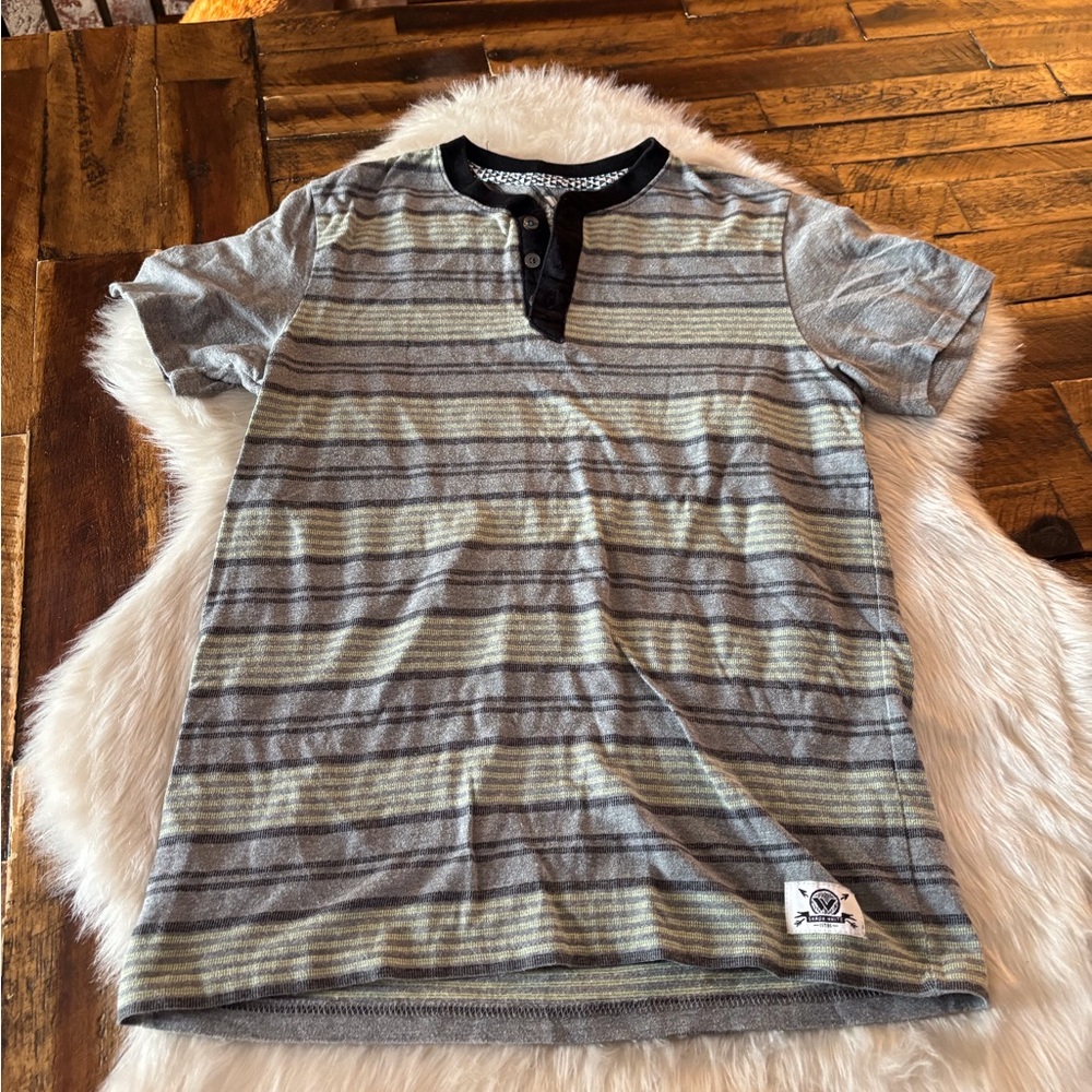 Shaun White Gray Striped Henley Tee